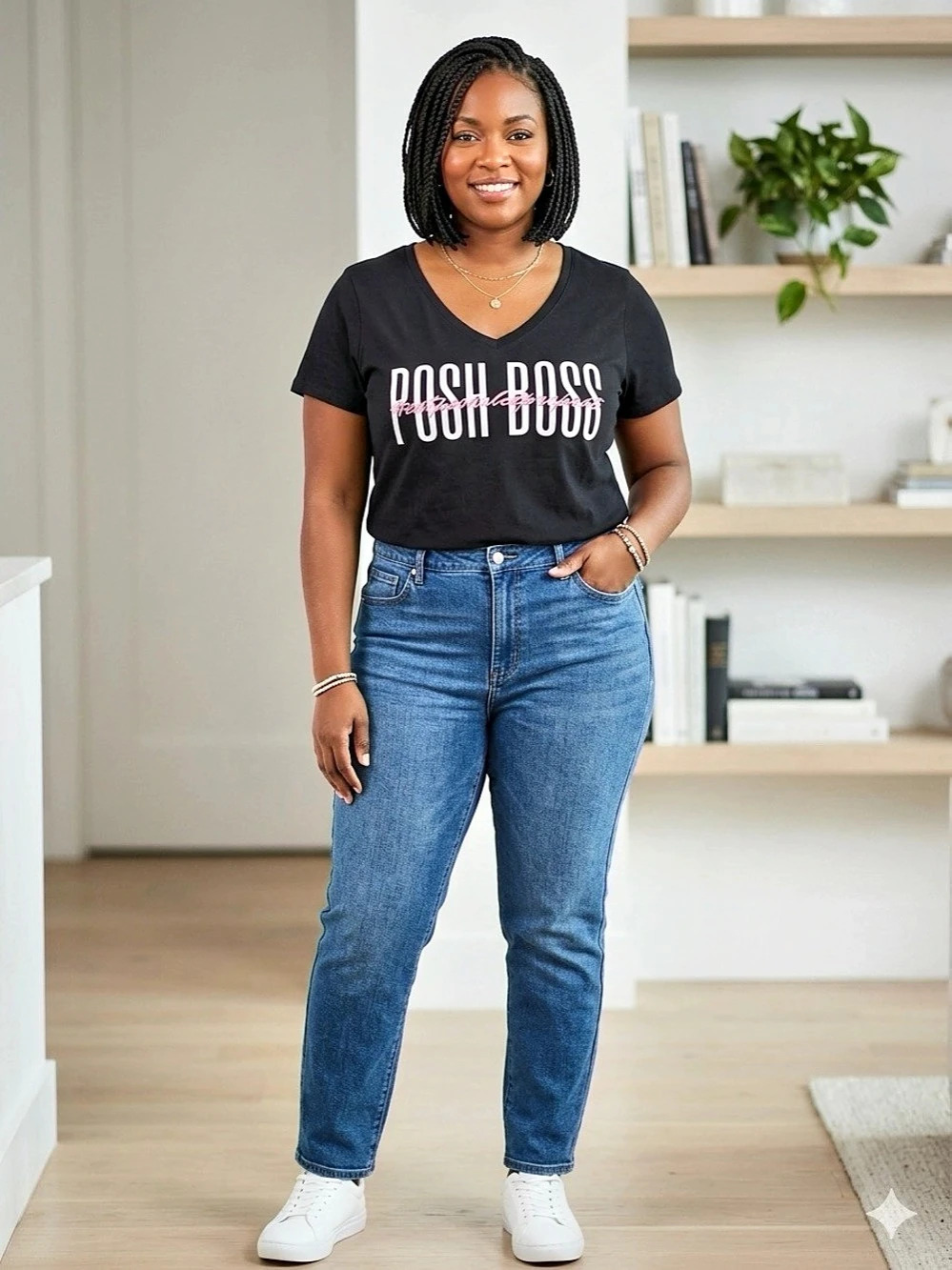 Women’s New Graphic Short Posh Boss Eat Posh Sleep Repeat Sleeve Tee